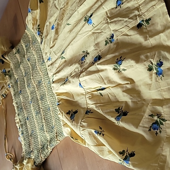 By Anthropologie Puff-Sleeve Square-Neck Smocked Mini Dress - Picture 8 of 8